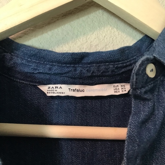 Zara Denim Frilled Sleeve Shirt - Picture 6 of 7